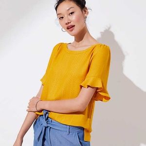 Loft Mustard Ruffle Top